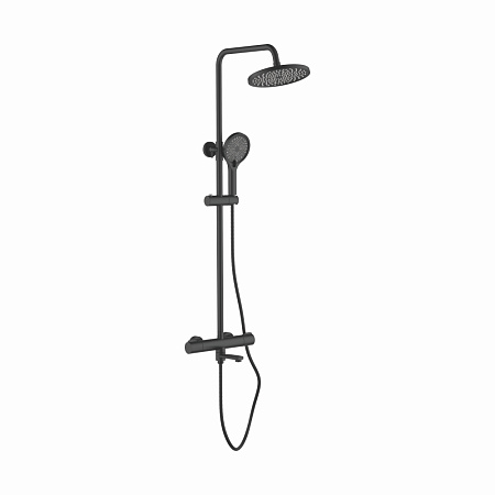 Душевая система с термостатическим смесителем и тропическим душем. Латунь. Черная