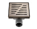 Душевой трап с горизонтальным выпуском. Размер: 15х15 нержавеющая сталь SUS 304. Античная бронза